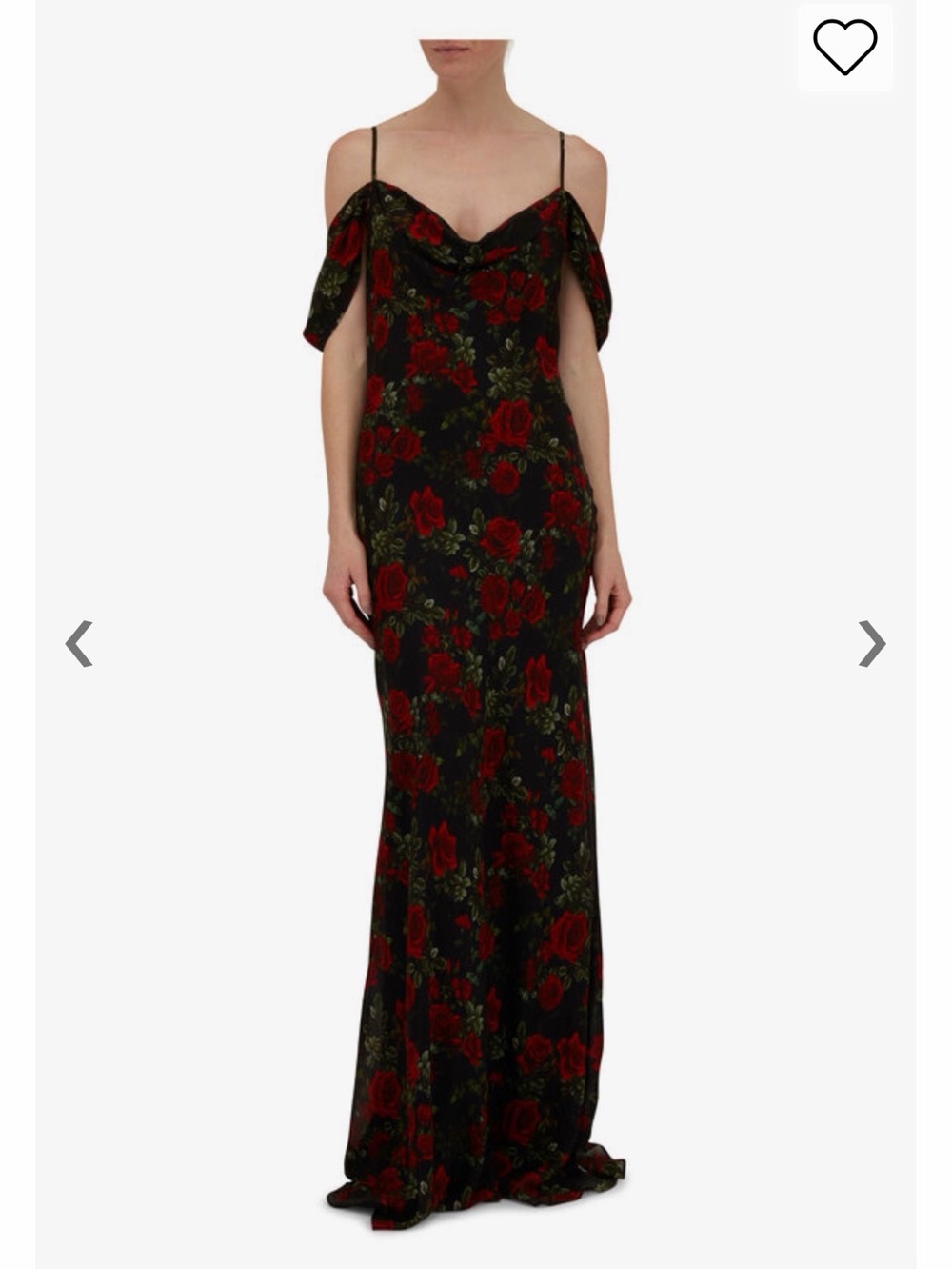 L'AGENCE Black Floral Maxi Dress with Red Roses - Picture 3 of 5